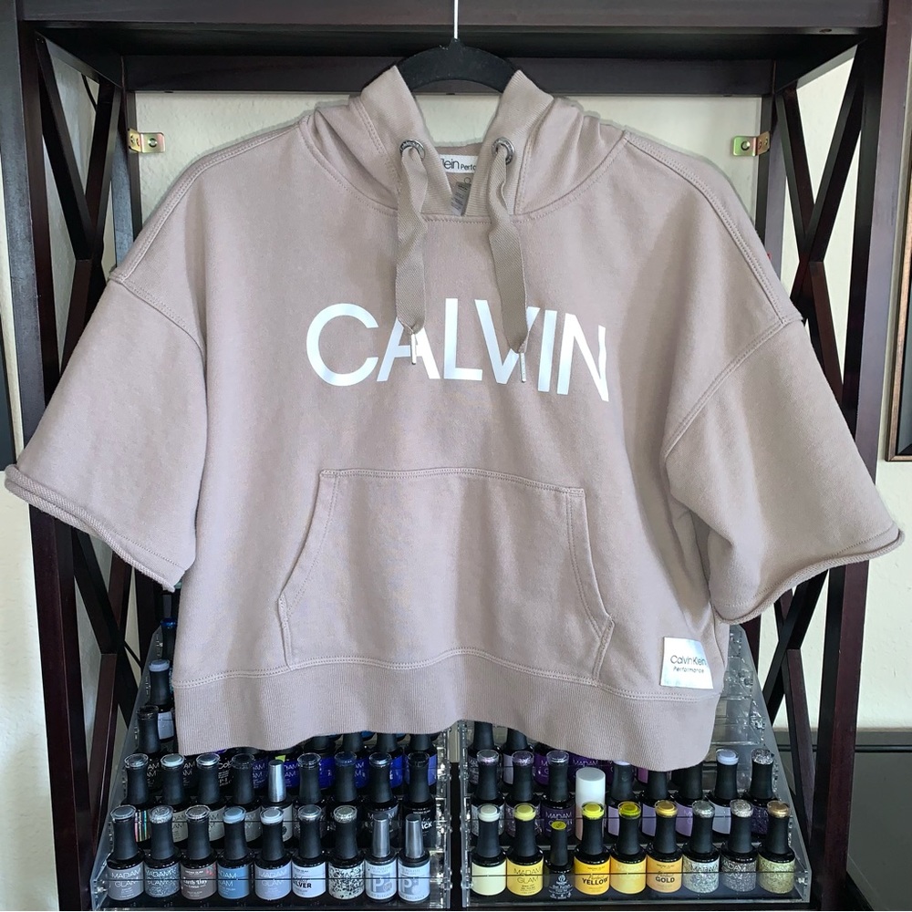 Calvin Klein Logo Cropped Hoodie - Picture 1 of 14